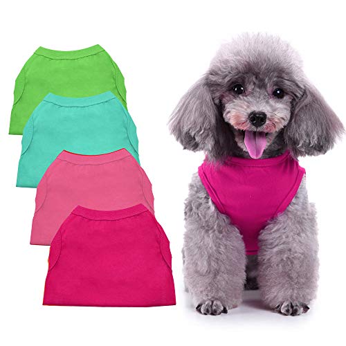 Chol&Vivi Hunde-Shirts Kleidung, Hunde-T-Shirt, Kleidung für kleine Hunde, 4 Stück Blanko-Hunde-Shirts extra kleine, mittelgroße und große Hundewelpen, Shirts Größe, Gruppe von Chol&Vivi