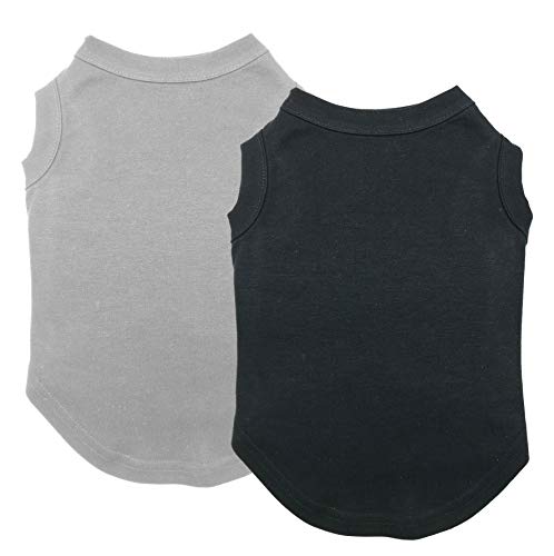 Chol&Vivi Hunde-T-Shirt, einfarbig, 2 Stück, Leere Hunde-Shirts, Kleidung für XS, M, L, XL, Welpen, Größe 3XL, Schwarz und Grau von Chol&Vivi