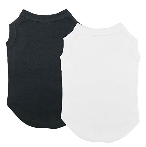 Chol&Vivi Hunde-T-Shirt, einfarbig, 2 Stück, blanko Hunde-Shirt, Kleidung für extra kleine, mittelgroße und große Hundewelpen, Größe 3XL, Schwarz und Weiß von Chol&Vivi