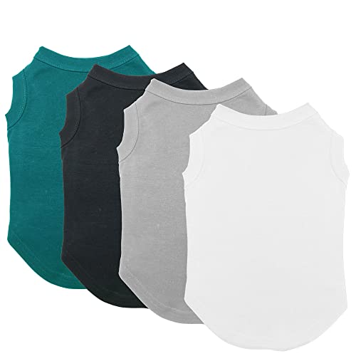 Chol&Vivi Hundekleidung, T-Shirt, weich und dünn, 4 Stück, leere Shirts, einfarbig, für Hunde, Größe 2 von Chol&Vivi