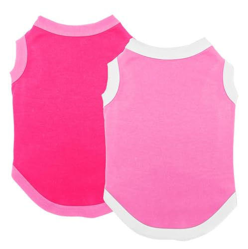 Chol&Vivi Hundekleidung, weiche Baumwoll-T-Shirts für kleine, mittelgroße, große, extra große Hunde (Rosa und Rosarot 2, XL (Brustumfang 58,4 cm), 2 Stück von Chol&Vivi