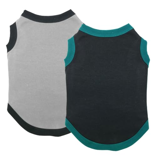 Chol&Vivi Hundekleidung, weiche Baumwoll-T-Shirts für kleine, mittelgroße, große, extra große Hunde (Schwarz und Grau 2, XL (Brustumfang 58,4 cm), 2 Stück von Chol&Vivi