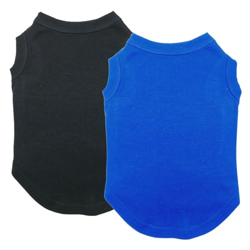 Chol&Vivi Katzen-T-Shirt, weich und dünn, unbedruckt, Baumwolle, ärmellos, passend für kleine bis extra große Größen, Haustier-Tanktop für alle Rassen, Schwarz und Blau, Größe XXS, 2 Stück Chol&Vivi Katzen-T-Shirt, weich und dünn, unbedruckt, Baumwolle, ärmellos, passend für kleine bis extra große Größen, Haustier-Tanktop für alle Rassen, Schwarz und Blau, Größe XXS, 2 Stück von Chol&Vivi