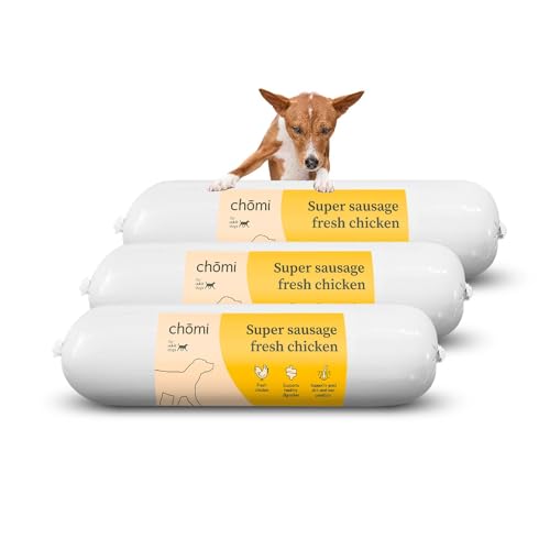 Chōmi Dog Super Sausage Fresh Chicken 8-er Pack | (200g x 8) | Hundewurst | Hühnerwurst für den Hund | Erwachsene | getreidefrei und konservierungsmittelfrei | Mit Algen | Barf von Chomi