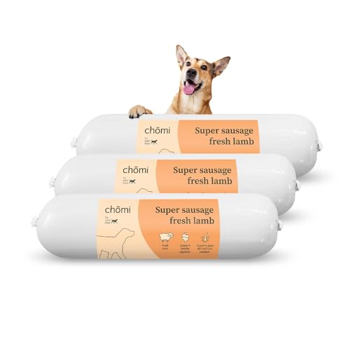 Chōmi Dog Super Sausage Fresh Hundefutter | Nassfutter Für Hunde | Gemüsewurst für Hunde | Adult | Getreide- und konservierungsmittelfrei | Mit Seetang | Barf (400 x 8g, Lamb) von Chomi