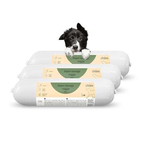 Chōmi Dog Super Sausage Fresh Hundefutter | Nassfutter Für Hunde | Gemüsewurst für Hunde | Adult | Getreide- und konservierungsmittelfrei | Mit Seetang | Barf (400g x 8, Veggie) von Chomi