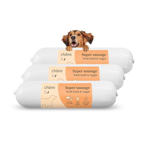 Chōmi Dog Super Sausage Fresh Lamb & Veggie 8-er Pack | (200g x 8) | Nassfutter Für Hunde | Lammwurst für Hunde | Erwachsene | Getreide- und konservierungsmittelfrei | Mit Meeresalgen | Barf von Chomi