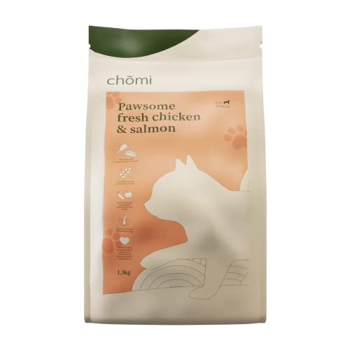 Chōmi Kitten Trockenfutter mit frischem Huhn & Lachs | 1,5 KG Kittenfutter | Trockenfutter für Kätzchen | Gesund für Fell und Darm | Getreidefrei und ohne Konservierungsstoffe von Chomi