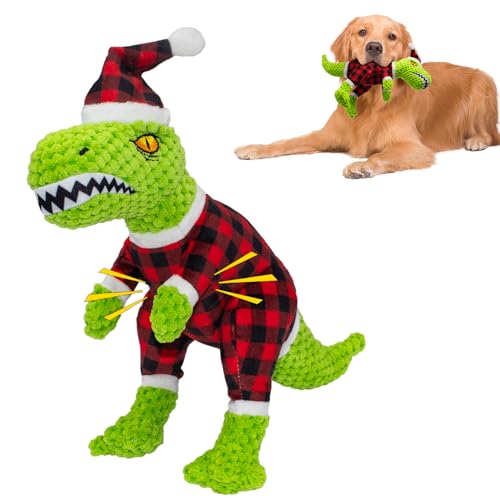 Chongqile Weihnachtsplüschspielzeug für Hunde - Quietschendes Spielzeug Dinosaurier mit Knitterpapier - Interaktives lustiges Spielzeug kleine und mittlere Rassen Chongqile Weihnachtsplüschspielzeug für Hunde - Quietschendes Spielzeug Dinosaurier mit Knitterpapier - Interaktives lustiges Spielzeug kleine und mittlere Rassen von Chongqile