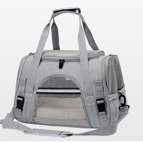 Chonor Zusammenklappbare Tier Transporttasche - Tragbarer Katzen Hunde Carrier mit Atmungsaktivem Mesh & Polster, Schultergurt/Handgriff, Oxford-Stoff (Grau) von Chonor