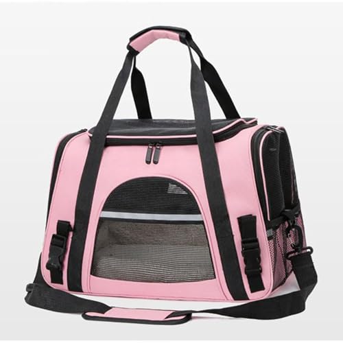 Chonor Zusammenklappbare Tier Transporttasche - Tragbarer Katzen Hunde Carrier mit Atmungsaktivem Mesh & Polster, Schultergurt/Handgriff, Oxford-Stoff (Rosa) von Chonor