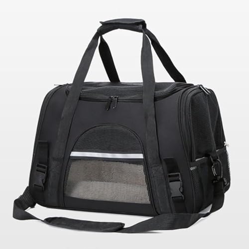Chonor Zusammenklappbare Tier Transporttasche - Tragbarer Katzen Hunde Carrier mit Atmungsaktivem Mesh & Polster, Schultergurt/Handgriff, Oxford-Stoff (Schwarz) von Chonor