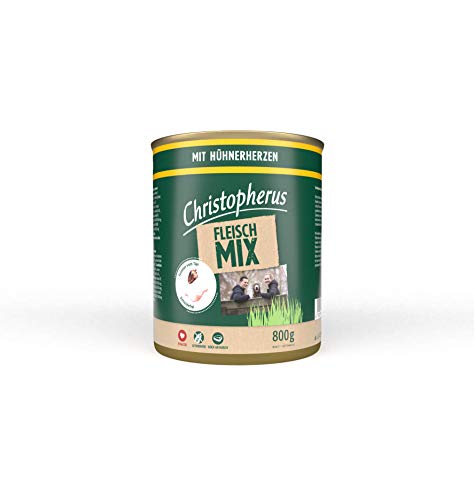 Christopherus Fleischmix, Mit Hühnerherzen, Vollnahrung für Hunde, Nassfutter, 6 x 800 g von Christopherus