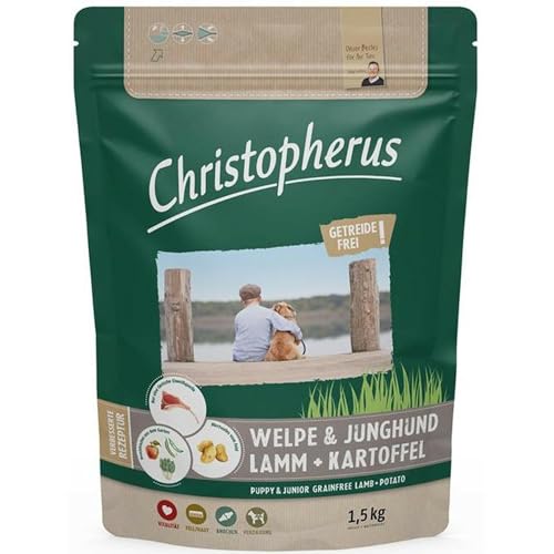 Christopherus Grainfree Trockenfutter für Welpen und Junghunde, Für kleine bis große Rassen, Lamm + Kartoffel, 1,5 kg von Christopherus