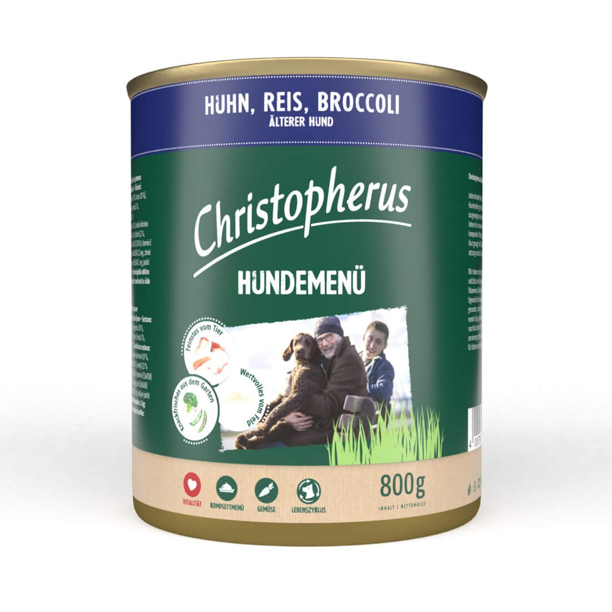 Christopherus Hundemenü Senior mit Huhn, Reis und Broccoli 12x800g von Christopherus
