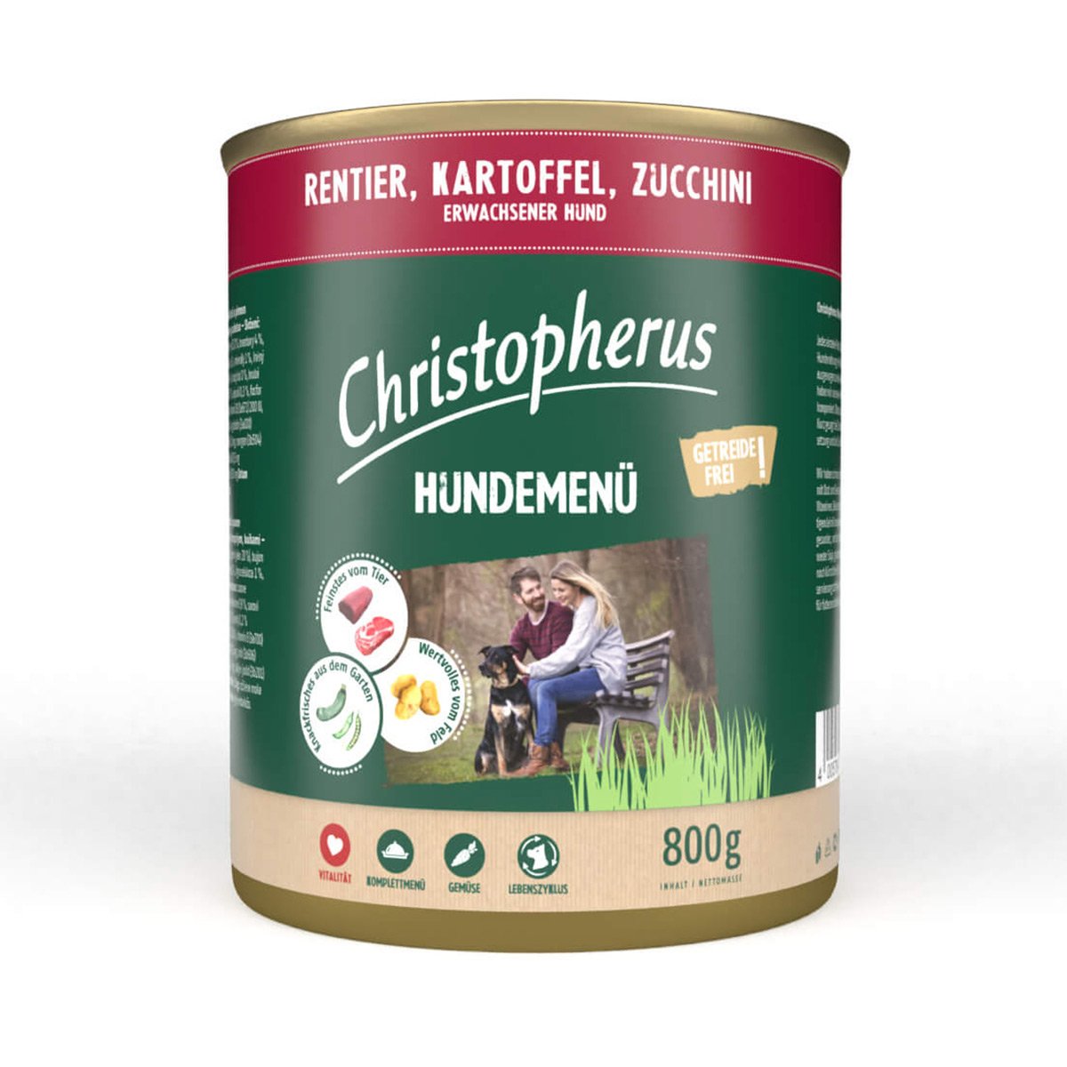 Christopherus Hundemenü mit Rentier, Kartoffel und Zucchini 12x800g von Christopherus