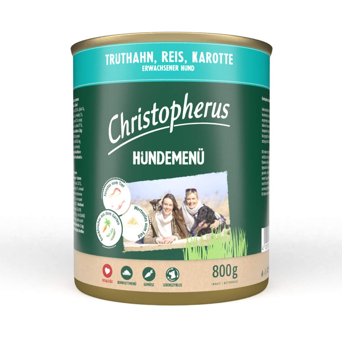 Christopherus Hundemenü mit Truthahn, Reis und Karotte 12x800g von Christopherus