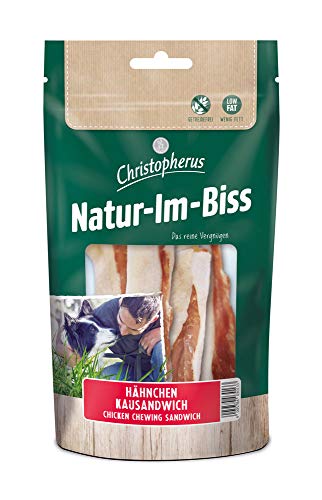 Christopherus Kausticks für Hunde, Hähnchen-Kausandwich, Warmluftgetrocknet, Natur-Im-Biss, 70 g von Christopherus
