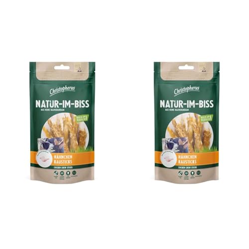 Christopherus Kausticks für Hunde, Hähnchen-Kausticks, Warmluftgetrocknet, Natur-Im-Biss, 70 g (Packung mit 2) von Christopherus