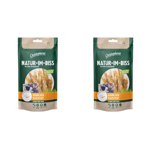 Christopherus Kausticks für Hunde, Hähnchen-Kausticks, Warmluftgetrocknet, Natur-Im-Biss, 70 g (Packung mit 2) von Christopherus