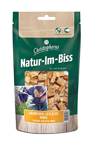 Christopherus Kausticks für Hunde, Hähnchen-Seelachs Minis, Warmluftgetrocknet, Natur-Im-Biss, 70 g von Christopherus