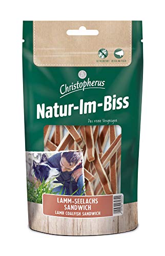 Christopherus Kausticks für Hunde, Lamm-Seelachs-Sandwich, Warmluftgetrocknet, Natur-Im-Biss, 70 g von Christopherus