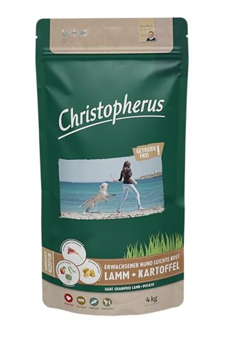 Christopherus Light Grainfree, Vollnahrung für ausgewachsene Hunde mit Übergewicht oder geringer Aktivität, Trockenfutter, Lamm + Kartoffel, Krokettengröße ca. 1 cm, Ausgewachsener Hund, 4 kg von Christopherus