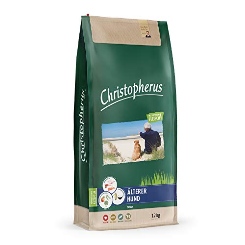 Christopherus Senior, Vollnahrung für den älteren Hund ab dem 6. Lebensjahr, Trockenfutter, Geflügel, Lamm, Ei, Reis, Krokettengröße ca. 1 cm, Älterer Hund, 12 kg von Christopherus