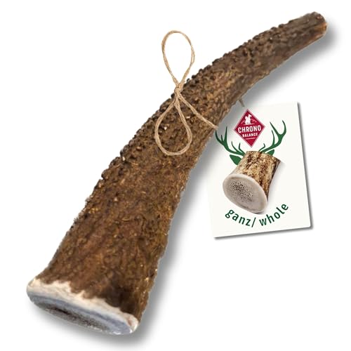 ChronoBalance® S Kaustange für Hunde ganze Stücke als Kauspielzeug: 100% Hirschgeweih für Hunde, Hundespielzeug, Leckerli Zahnpflege, Kausnack, Geweih Kauknochen, Natürlich ohne Zusätze (1er Set) von ChronoBalance