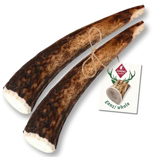 ChronoBalance® M Kaustange für Hunde ganze Stücke als Kauspielzeug: 100% Hirschgeweih für Hunde, Hundespielzeug, Leckerli Zahnpflege, Kausnack, Geweih Kauknochen, Natürlich ohne Zusätze (2er Set) von ChronoBalance