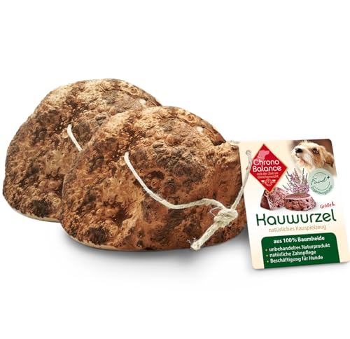 ChronoBalance® Kauwurzel für Hunde XS (2er Set) Kauspielzeug Zahnpflege Hundespielzeug aus 100% Baumheide Wurzelholz: Kaustange Leckerli zur Gebissstärkung: natürlich ohne Zusätze, langlebig von ChronoBalance