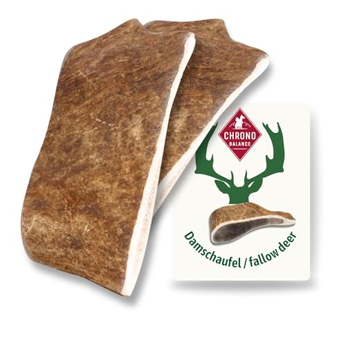 ChronoBalance® L Damwild Hirschgeweih für Hunde Kauspielzeug: 100% Hirschgeweih echt Hundespielzeug zur Zahnpflege, Hunde Kauartikel, Kausnack Hund mit Mineralstoffen & Nährstoffen, L (2er Set) von ChronoBalance