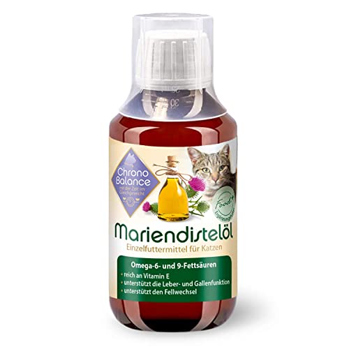 Chronobalance® Mariendistel-Öl für Katzen - natürliche Nahrungsergänzung - unterstützt den Fellwechsel - reich an Vitamin E, Omega-6 und Omega-9 (100ml) von ChronoBalance