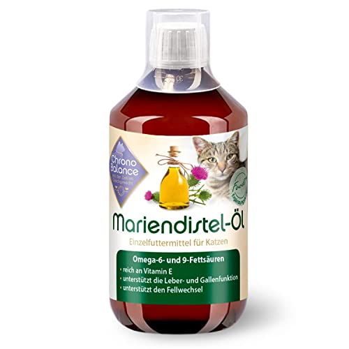 Chronobalance® Mariendistel-Öl für Katzen - natürliche Nahrungsergänzung - unterstützt den Fellwechsel - reich an Vitamin E, Omega-6 und Omega-9 (500ml) von ChronoBalance