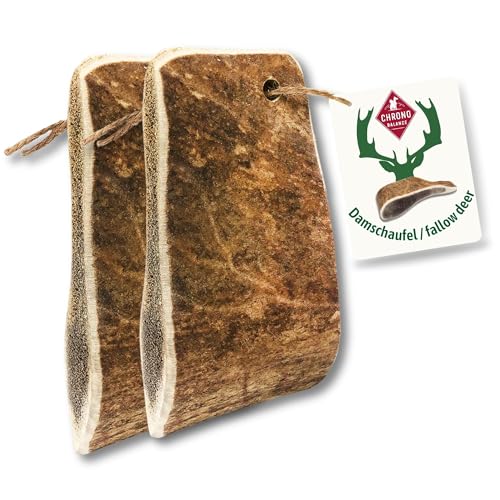 ChronoBalance® XS Damwild Hirschgeweih für Hunde Kauspielzeug: 100% Hirschgeweih echt Hundespielzeug zur Zahnpflege, Hunde Kauartikel, Kausnack Hund mit Mineralstoffen & Nährstoffen, XS (2er Set) von ChronoBalance