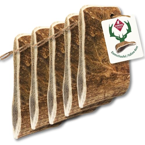 ChronoBalance® XS Damwild Hirschgeweih für Hunde Kauspielzeug: 100% Hirschgeweih echt Hundespielzeug zur Zahnpflege, Hunde Kauartikel, Kausnack Hund mit Mineralstoffen & Nährstoffen, XS (5er Set) von ChronoBalance