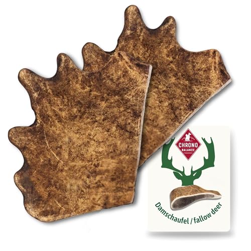 ChronoBalance® XXL Damwild Hirschgeweih für Hunde Kauspielzeug: 100% Hirschgeweih echt Hundespielzeug zur Zahnpflege, Hunde Kauartikel, Kausnack Hund mit Mineralstoffen & Nährstoffen, XXL (2er Set) von ChronoBalance