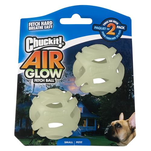 Chuckit! – Air Glow Ball – Phosphoreszierender Spielzug für Hunde – Erholungsball für – Der die Luftzirkulation für Hunde erleichtert – Kleine Größe – Durchmesser von 5 cm – Packung mit 2 Bällen Chuckit! – Air Glow Ball – Phosphoreszierender Spielzug für Hunde – Erholungsball für – Der die Luftzirkulation für Hunde erleichtert – Kleine Größe – Durchmesser von 5 cm – Packung mit 2 Bällen von Chuckit!