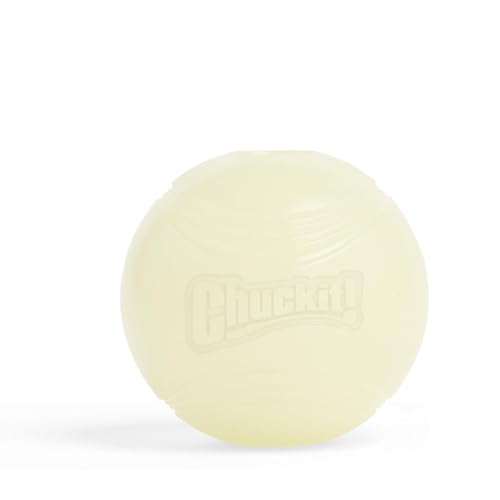 Chuckit – Max Glow Ball Medium – Phosphoreszierender Ball für Hunde – Gummiball – weich im Mund – verstärkt die Komplizenschaft – Größe Medium – Durchmesser 6,5 cm von Chuckit!