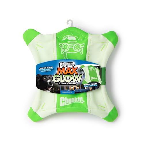Chuckit! Flying Glow Hundespielzeug Eichhörnchen Apportierspielzeug (26,7 cm Länge), leuchtet im Dunkeln, 1 Stück, Größe M, für alle Rassen und Größen von Chuckit!