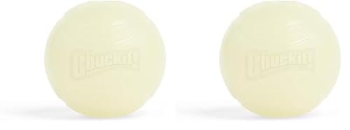 Chuckit – Max Glow Ball Medium – Phosphoreszierender Ball für Hunde – Gummiball – weich im Mund – verstärkt die Komplizenschaft – Größe Medium – Durchmesser 6,5 cm (Packung mit 2) von Chuckit!