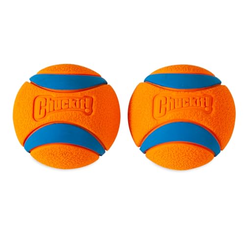 Chuckit! Ultra Ball Hundespielzeug, langlebig, hohe Sprungkraft, schwimmender Gummi-Hundeball, Launcher kompatibles Spielzeug für Hunde, 2 Stück, groß von Chuckit!