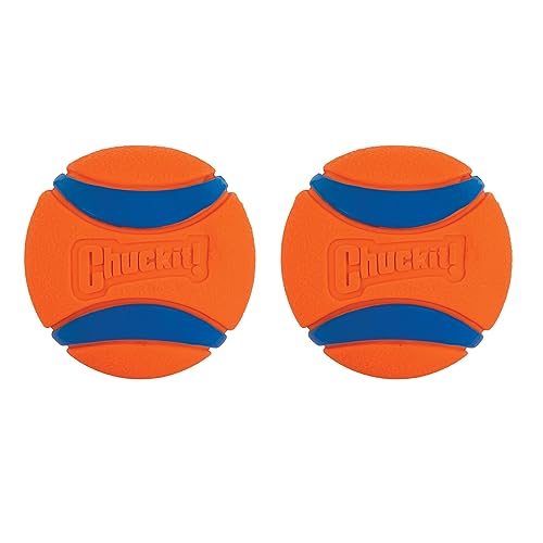 Chuckit – Ultra Ball Medium 2 Stück – 2 Jagdbälle für Hunde – Robuster und vielseitiger Ball – Ball der auf der Wasseroberfläche schwimmt – Kompatibel mit Chuckit Launchern – 6,5 cm Durchmesser von Chuckit!