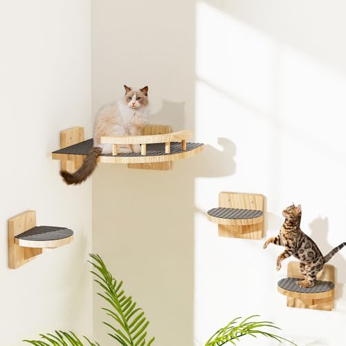 4 Packungen Katzen-Wandregale, Eck-Kletterregal, Sitzstangen, Katzenbett Wandmontage mit 3 Stufen, Wandmöbel zum Ausruhen, platzsparend, Geschenk für mittelgroße / kleine Katze 4 Packungen Katzen-Wandregale, Eck-Kletterregal, Sitzstangen, Katzenbett Wandmontage mit 3 Stufen, Wandmöbel zum Ausruhen, platzsparend, Geschenk für mittelgroße / kleine Katze von Chuiendi