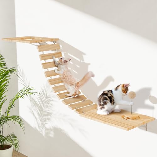 Chuiendi Katzen-Wand-Hängematte, Wandbrücke mit Spielball und 3 hängenden Bällen, Haustierleiter, Breite 25,4 cm lang, 73,7 cm für Klettern, Sitzstange, Aktivität, einfach zu installieren, Chuiendi Katzen-Wand-Hängematte, Wandbrücke mit Spielball und 3 hängenden Bällen, Haustierleiter, Breite 25,4 cm lang, 73,7 cm für Klettern, Sitzstange, Aktivität, einfach zu installieren, von Chuiendi