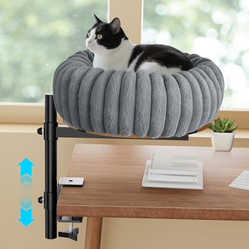 Katzenbett für Schreibtisch, abnehmbare 50 cm Sitzstange für Home Office, 360° drehbar & Hi-Lo verstellbar, unterstützt 22,7 kg, erhöhte Katzennest-Hängematte für Tisch, Katzenbett für Schreibtisch, abnehmbare 50 cm Sitzstange für Home Office, 360° drehbar & Hi-Lo verstellbar, unterstützt 22,7 kg, erhöhte Katzennest-Hängematte für Tisch, von Chuiendi