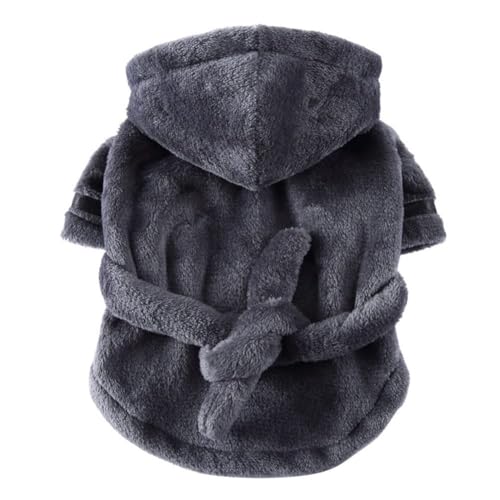 Haustierkleidung, Hotel-Badetuch, Knopfleiste, für Welpen, Hunde, Katzen, schnell trocknend, super saugfähig, Fleece, Kapuzen-Bademantel, Nachthemd, Schlafanzug mit Gürtel, Grau, Größe XL Haustierkleidung, Hotel-Badetuch, Knopfleiste, für Welpen, Hunde, Katzen, schnell trocknend, super saugfähig, Fleece, Kapuzen-Bademantel, Nachthemd, Schlafanzug mit Gürtel, Grau, Größe XL von Chukamalilayi
