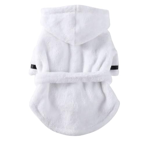 Haustierkleidung, Hotel-Badetuch, Knopfleiste, für Welpen, Hunde, Katzen, schnell trocknend, super saugfähig, Fleece, Kapuzen-Bademantel, Nachthemd, Schlafanzug mit Gürtel, Weiß, Größe XL Haustierkleidung, Hotel-Badetuch, Knopfleiste, für Welpen, Hunde, Katzen, schnell trocknend, super saugfähig, Fleece, Kapuzen-Bademantel, Nachthemd, Schlafanzug mit Gürtel, Weiß, Größe XL von Chukamalilayi