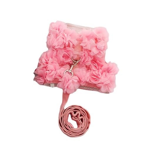 Süßes Hunde-Prinzessinnenkleid, Welpengeschirr, Kleider mit Leine, Haustierrock, Yorkie, Chihuahua, Sommerkleidung (Rosa, L) von Chukamalilayi