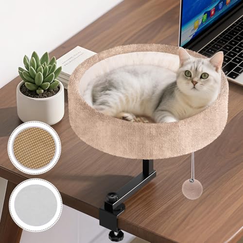 Chumajor Katzen-Schreibtischbett, 360° drehbar und verstellbar, unterstützt bis zu 20 kg, weicher Kunstfellstoff, Schreibtisch, Katzennest, modernes Katzenmöbel für Bürotische und Spieltische, Chumajor Katzen-Schreibtischbett, 360° drehbar und verstellbar, unterstützt bis zu 20 kg, weicher Kunstfellstoff, Schreibtisch, Katzennest, modernes Katzenmöbel für Bürotische und Spieltische, von Chumajor